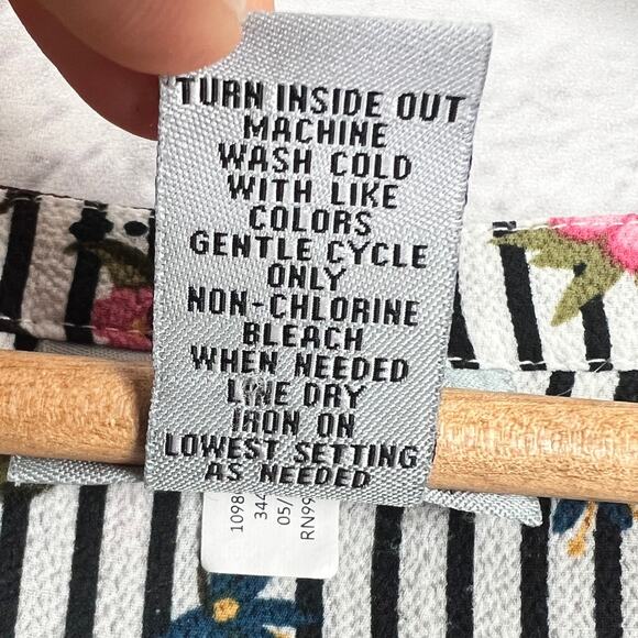 Catherines Womens 1X Feminine Bloomcore Preppy Artsy Floral Stripe Tunic Blouse - Picture 8 of 11